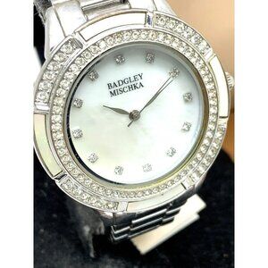 Badgley Mischka Women's Watch BA/1413MPSV Quartz Mother of Pearl Stainle…